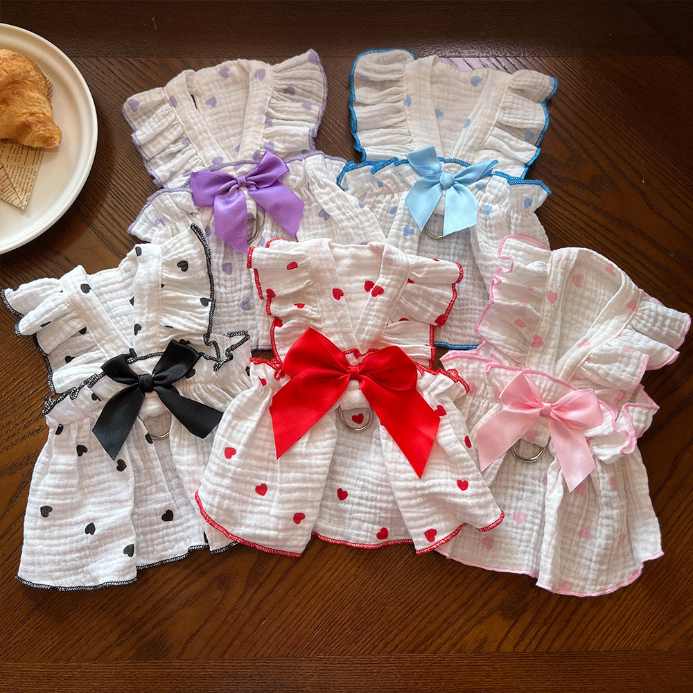 Pet Heart Print Dress - Dog & Cat Clothing