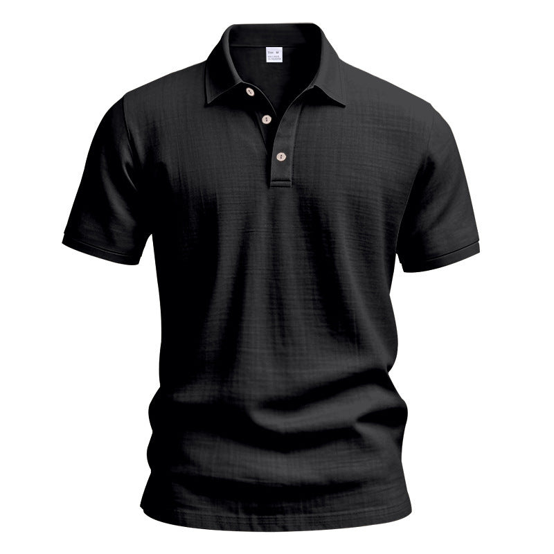 Men's Linen Polo Shirt - Short Sleeve Casual Button Down Summer Top