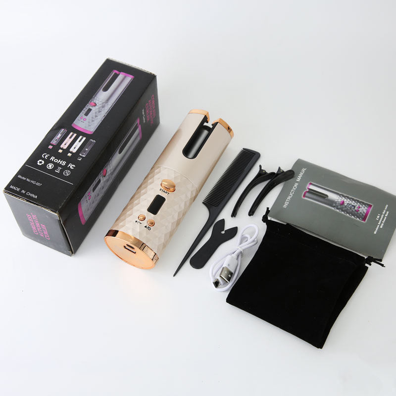 USB Cordless Curling Iron - Auto Rotating Hair Curler