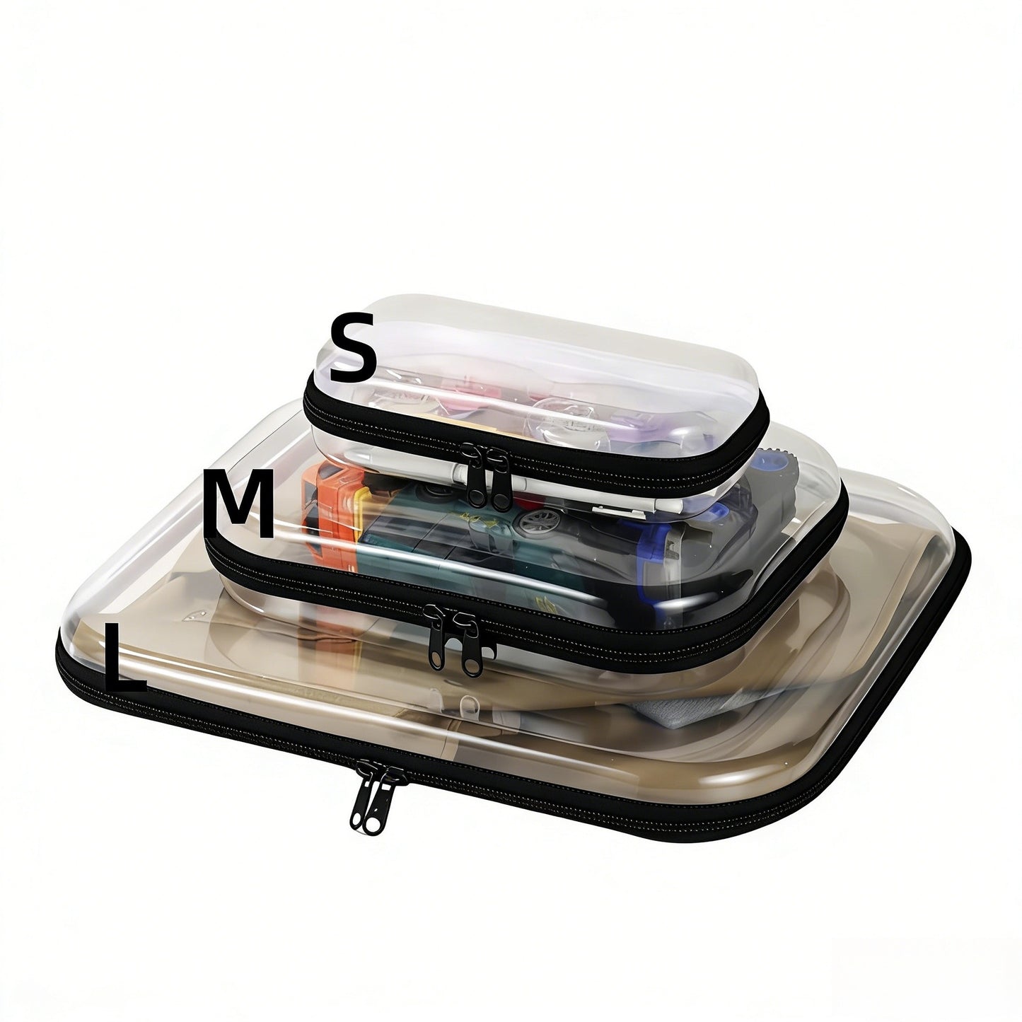Clear Zipper Storage Bags Set - Multi-Size Waterproof Travel Organizer