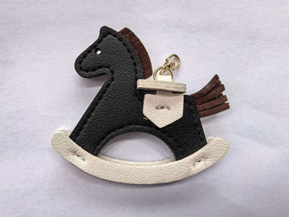Leather Rocking Horse Keychain - Bag Charm & Key Ring