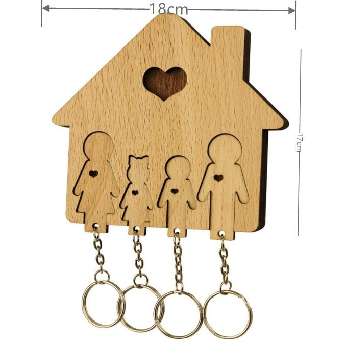 Wooden Key Holder Rack - Couple & Family Design