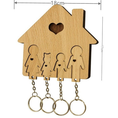 Wooden Key Holder Rack - Couple & Family Design