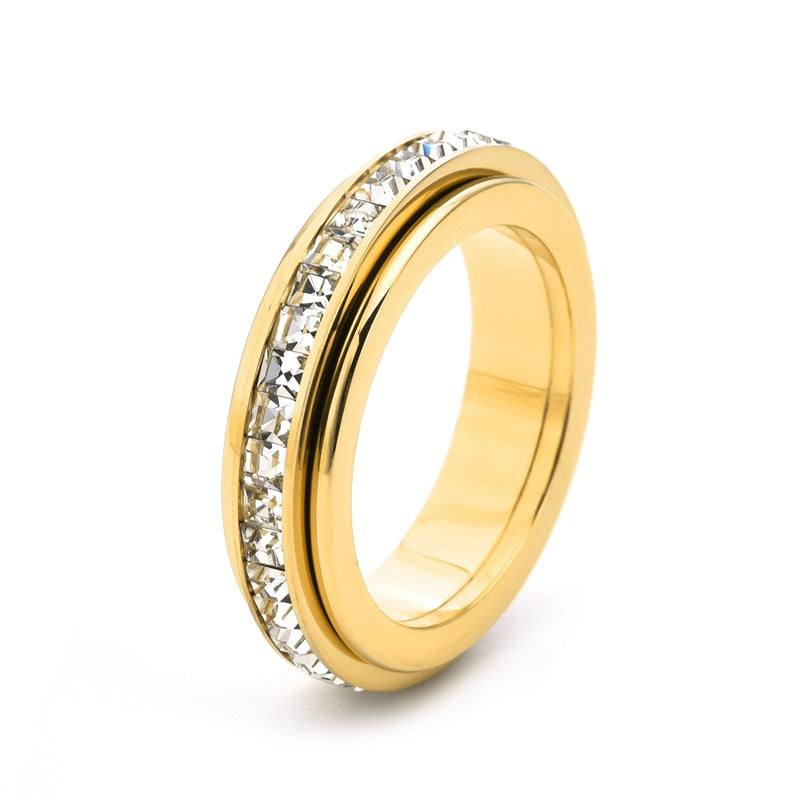 Spinning Diamond Couple Ring - Adjustable Rotating Band
