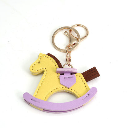 Leather Rocking Horse Keychain - Bag Charm & Key Ring