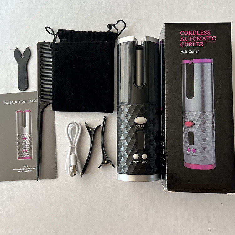 USB Cordless Curling Iron - Auto Rotating Hair Curler