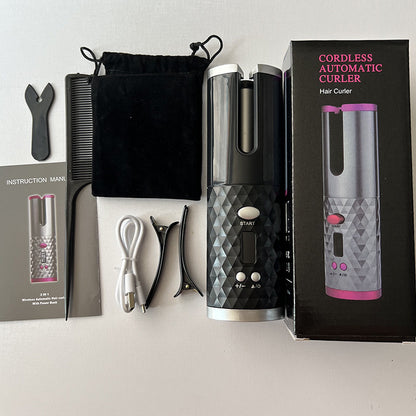 USB Cordless Curling Iron - Auto Rotating Hair Curler