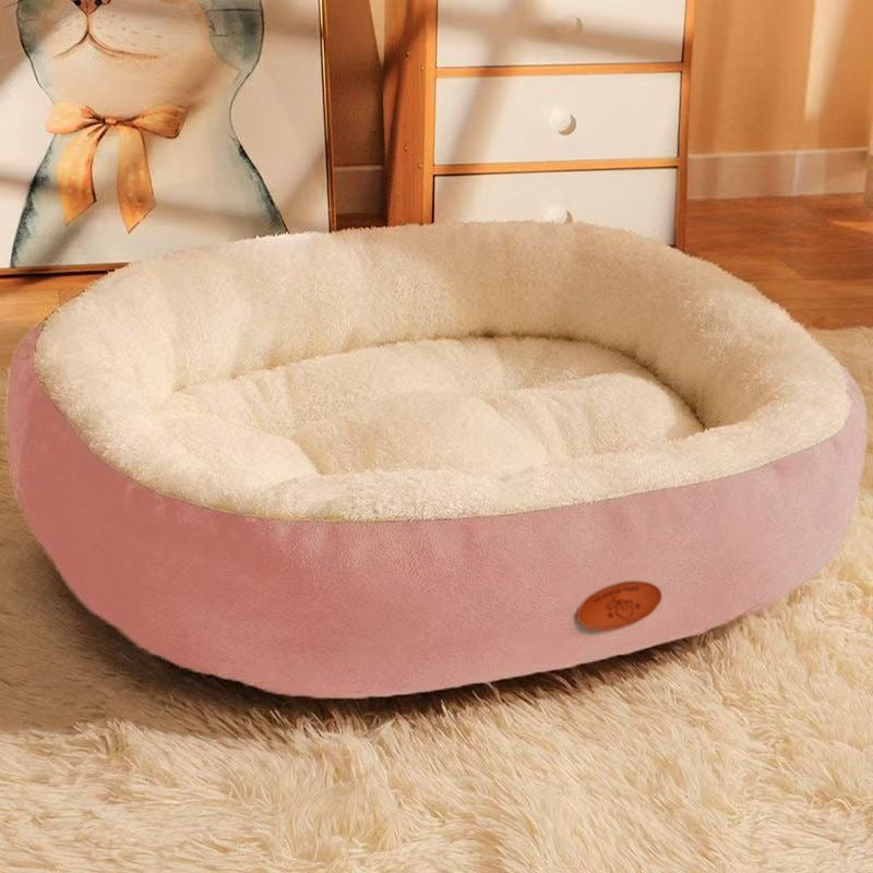 Oval Pet Bed - Plush Dog Bed with Warm Lining - S to XXL