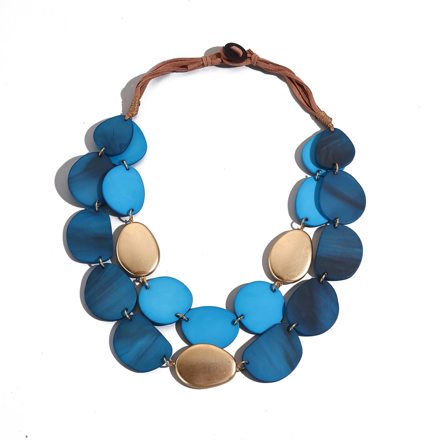 Bohemian Acrylic Necklace - Round Sequined Layered Chain Pendant