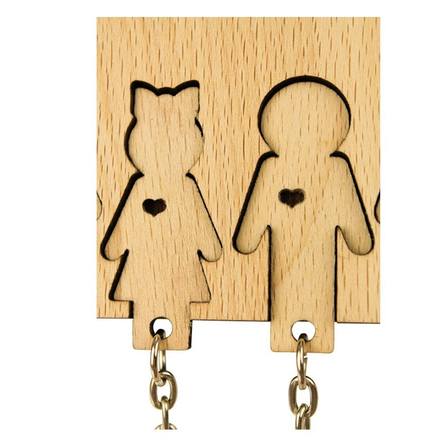 Wooden Key Holder Rack - Couple & Family Design