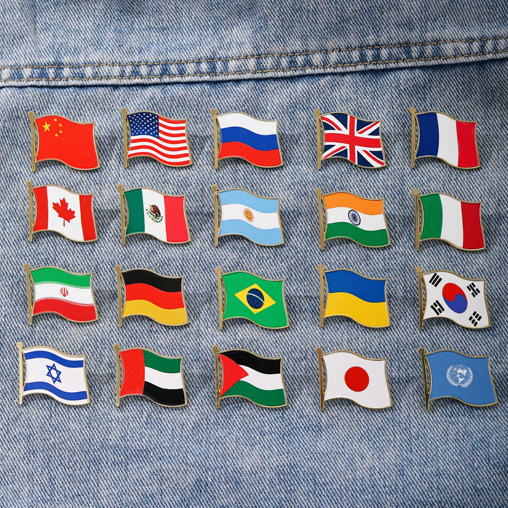 World Flag Country Lapel Pin - Enamel Metal Brooch International