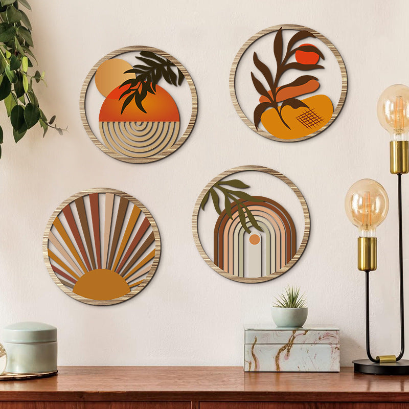 Bohemian Wooden Wall Decor - 4-Piece Hanging Set