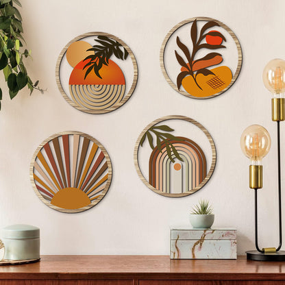 Bohemian Wooden Wall Decor - 4-Piece Hanging Set