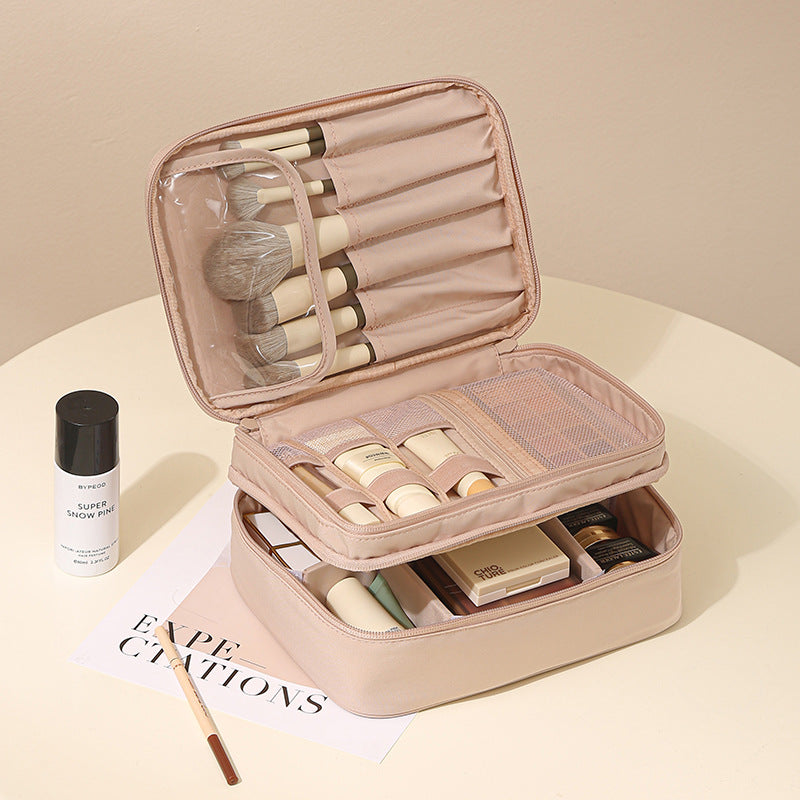 Oxford Cosmetic Travel Bag - Divided Toiletry Organizer with Compartments