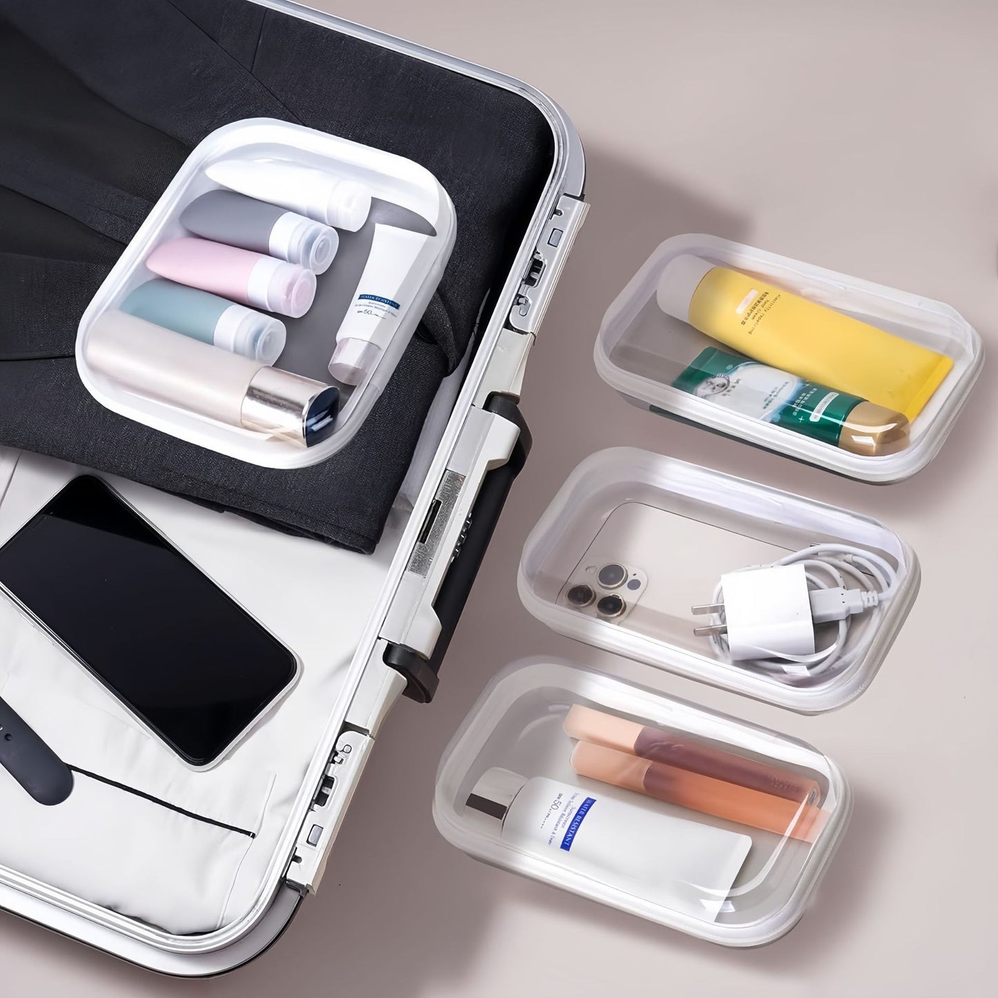 Clear Zipper Storage Bags Set - Multi-Size Waterproof Travel Organizer