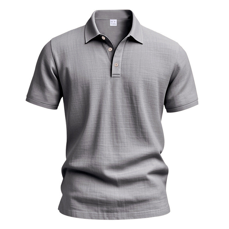 Men's Linen Polo Shirt - Short Sleeve Casual Button Down Summer Top