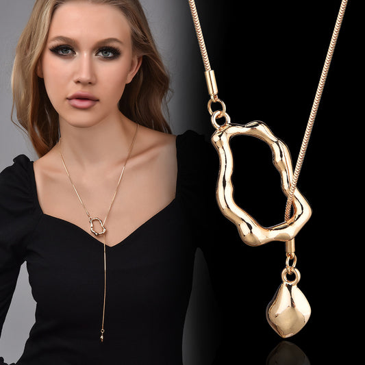 Geometric Hollow Necklace - Irregular Cutout Collarbone Chain
