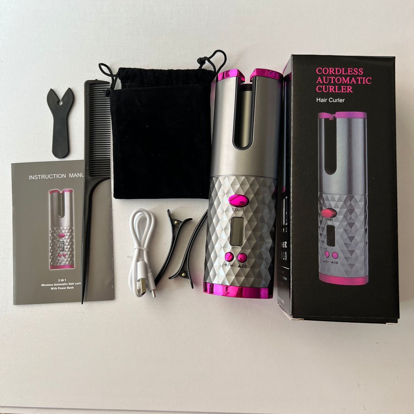 USB Cordless Curling Iron - Auto Rotating Hair Curler