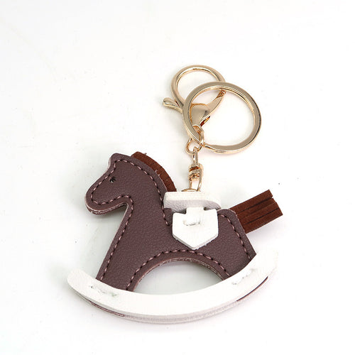 Leather Rocking Horse Keychain - Bag Charm & Key Ring