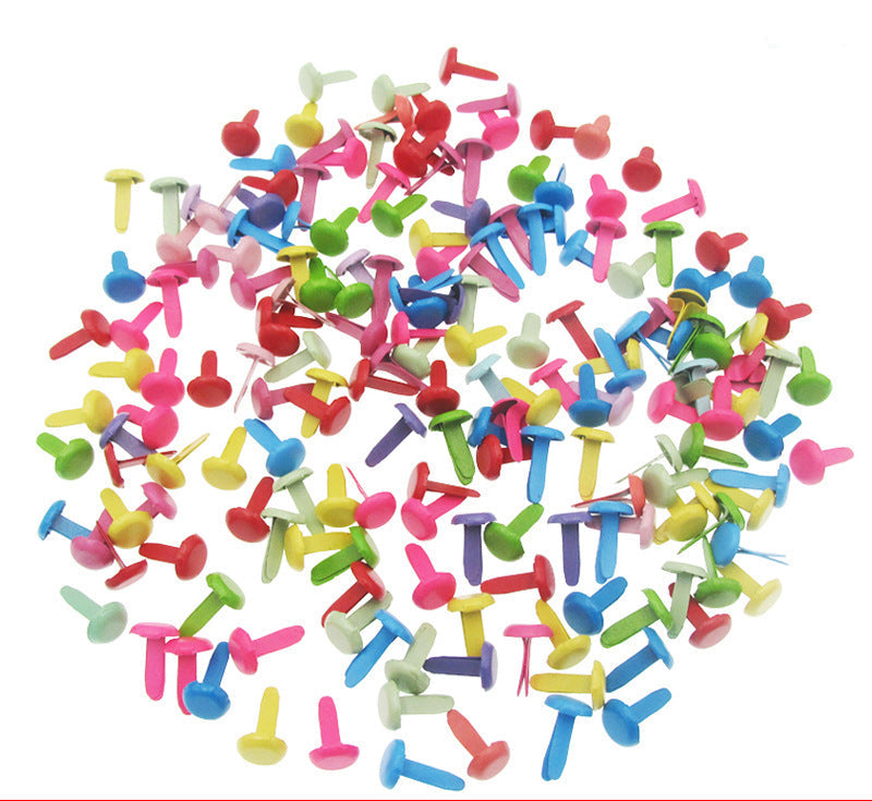 Paper Brad Fasteners for Scrapbooking - Colorful Craft Prongs 100-Pack