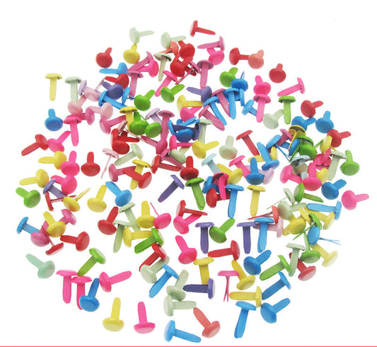 Paper Brad Fasteners for Scrapbooking - Colorful Craft Prongs 100-Pack