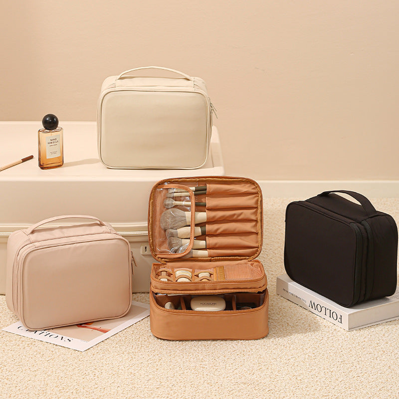 Oxford Cosmetic Travel Bag - Divided Toiletry Organizer with Compartments