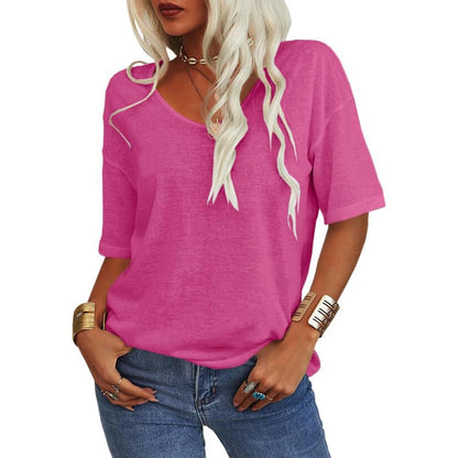 Women's V-Neck Cotton T-Shirt - Plus Size Available