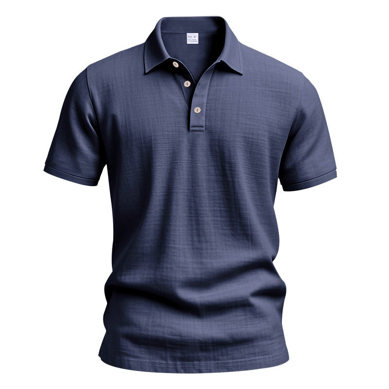 Men's Linen Polo Shirt - Short Sleeve Casual Button Down Summer Top