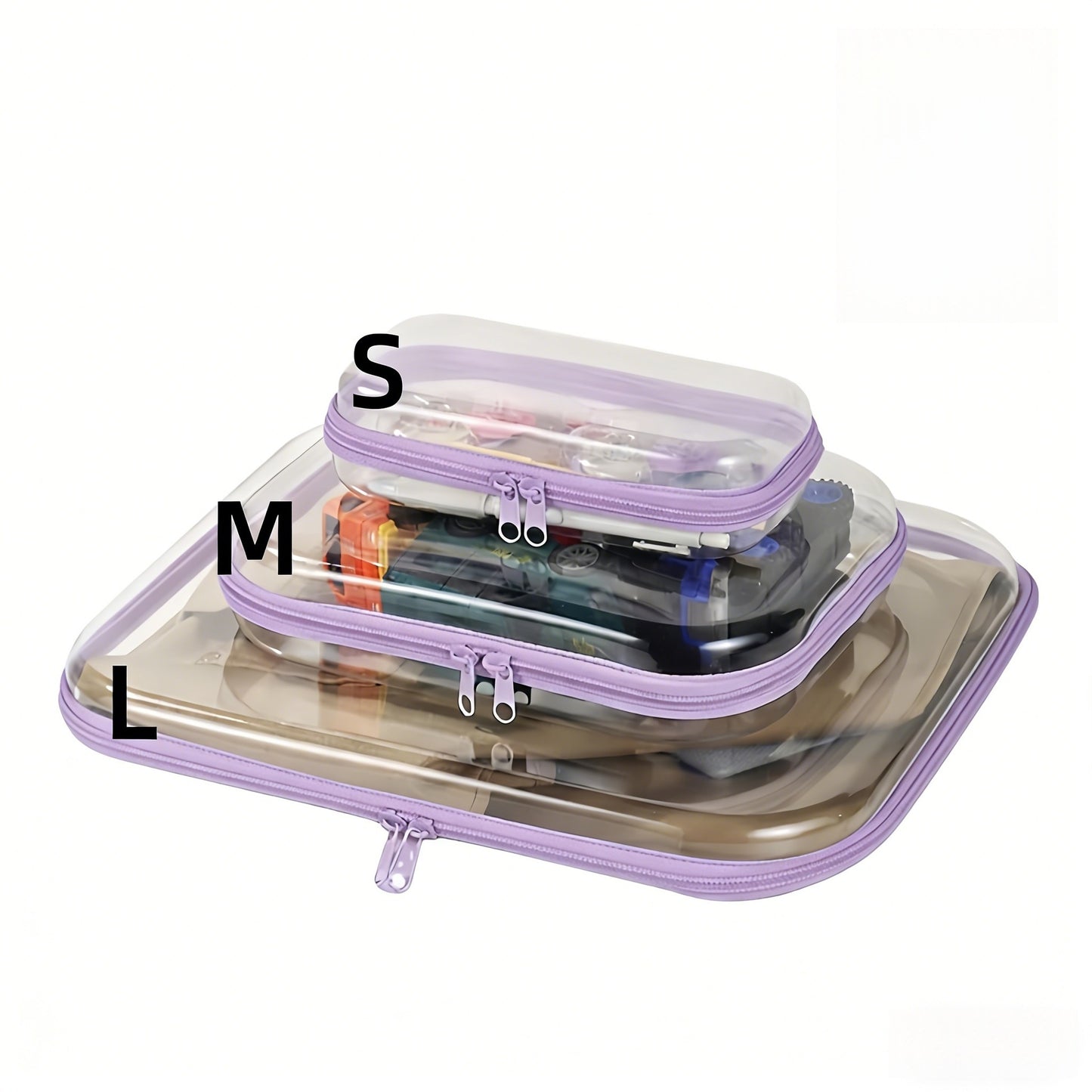 Clear Zipper Storage Bags Set - Multi-Size Waterproof Travel Organizer