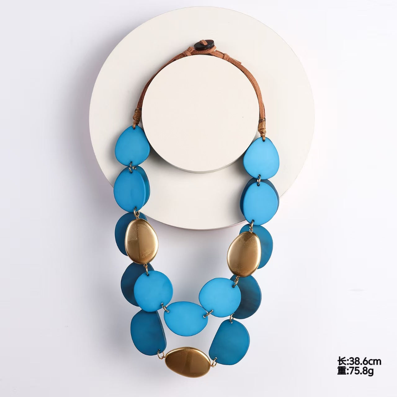 Bohemian Acrylic Necklace - Round Sequined Layered Chain Pendant
