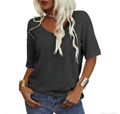 Women's V-Neck Cotton T-Shirt - Plus Size Available