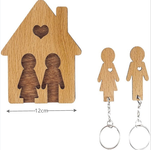 Wooden Key Holder Rack - Couple & Family Design