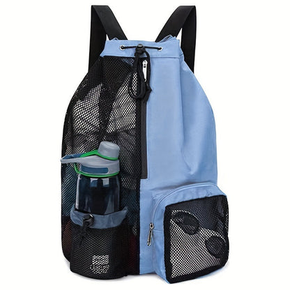 Mesh Swim Beach Bag - Drawstring Backpack with Wet Pocket