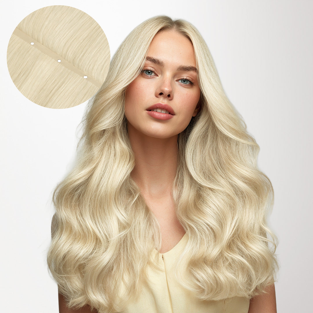 Platinum Blonde (60A) Butterfly Weft Human Hair Extensions (100g-150g)