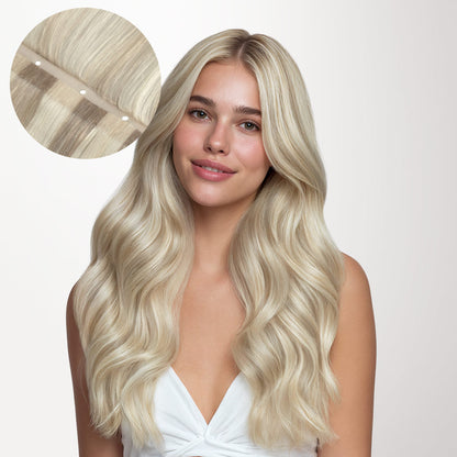 Ash Blonde Highlights (17A/60A) Butterfly Weft Human Hair Extensions (100g-150g)