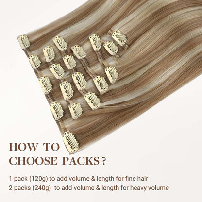 Brown to Platinum Blonde Highlights (PM8G/1000) Classic Clip-Ins (120g-150g)