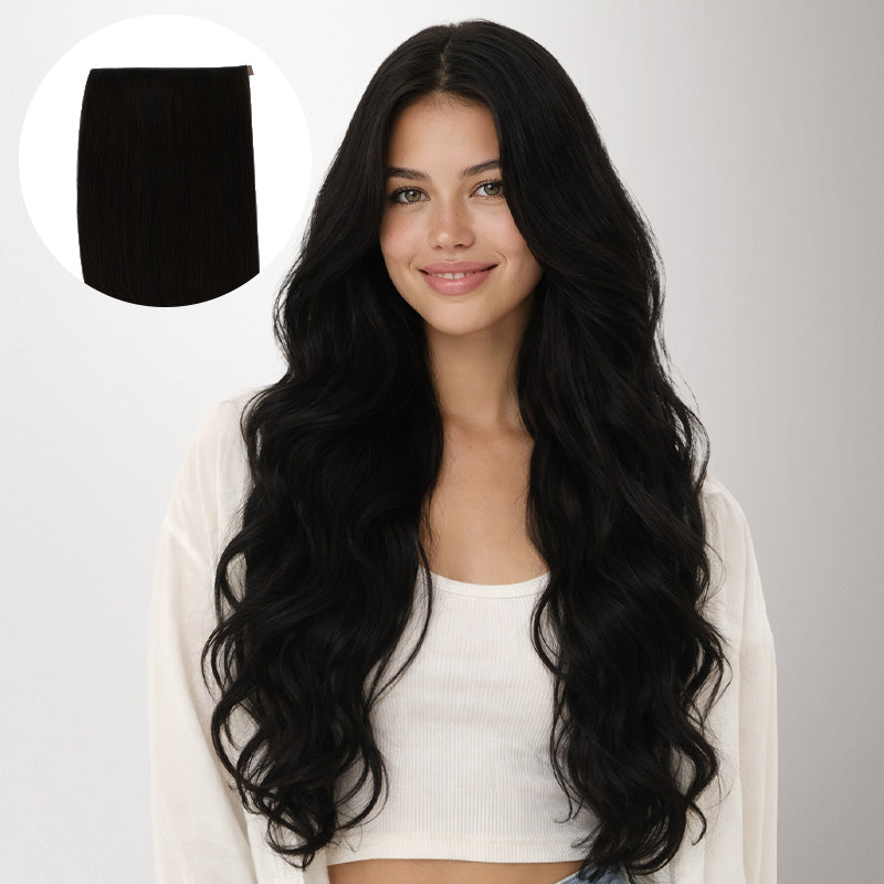 Jet Black (1) Genius Tape Weft Hair Extensions 60g [Clearance]