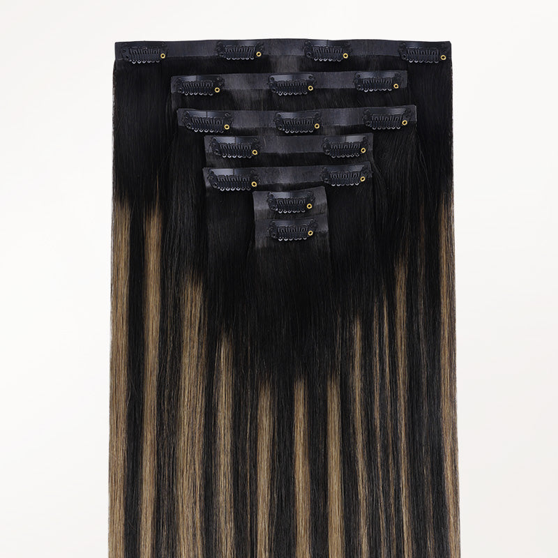 Black to Light Blonde Balayage (1B/19/1B) Invisi Edge Seamless Clip-Ins (140g-160g)