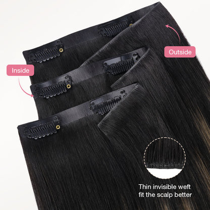 Black to Light Blonde Balayage (1B/19/1B) Invisi Edge Seamless Clip-Ins (140g-160g)