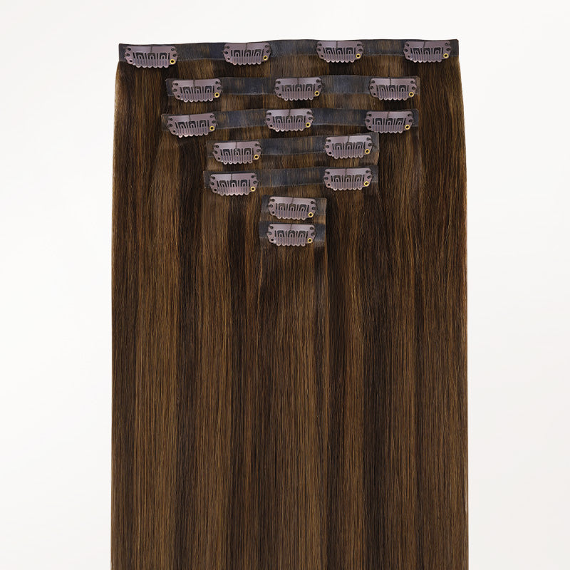 Brown Sugar Swirl Highlights (2C/4E/6C) Invisi Edge Seamless Clip-Ins (140g-160g)