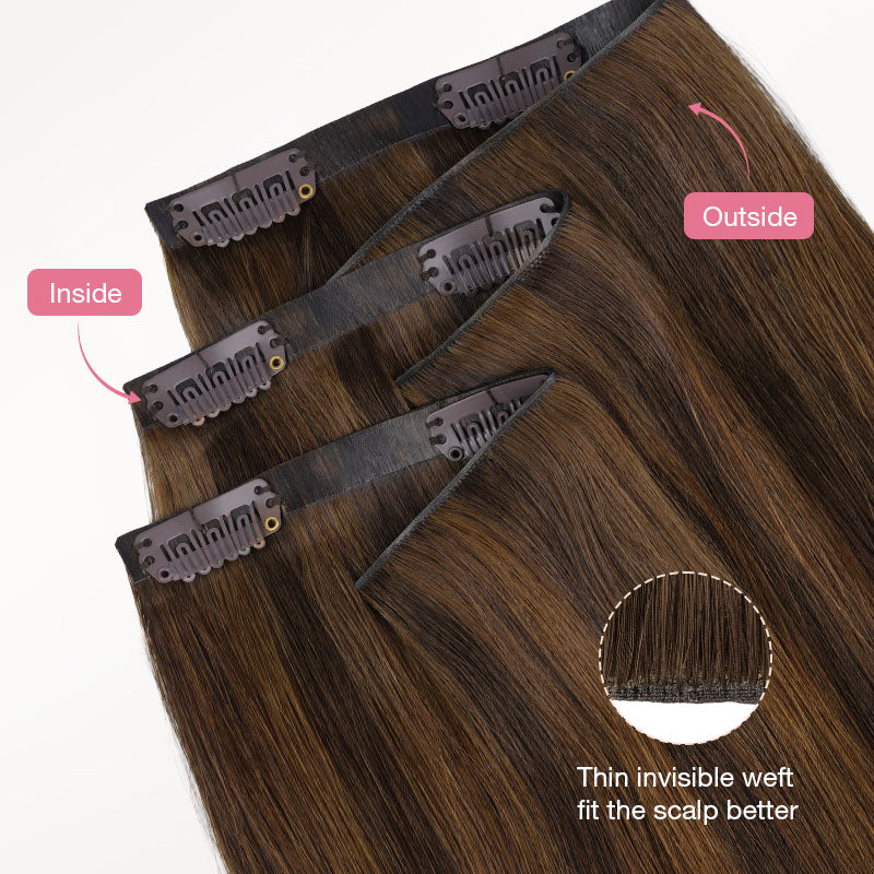 Brown Sugar Swirl Highlights (2C/4E/6C) Invisi Edge Seamless Clip-Ins (140g-160g)