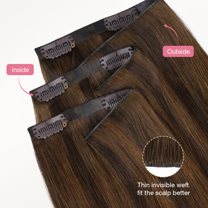 Brown Sugar Swirl Highlights (2C/4E/6C) Invisi Edge Seamless Clip-Ins (140g-160g)