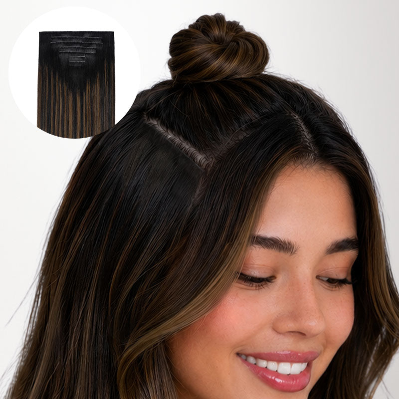 Natural Black Balayage (1B/6/1B) Invisi Edge Seamless Clip-Ins (140g-160g)