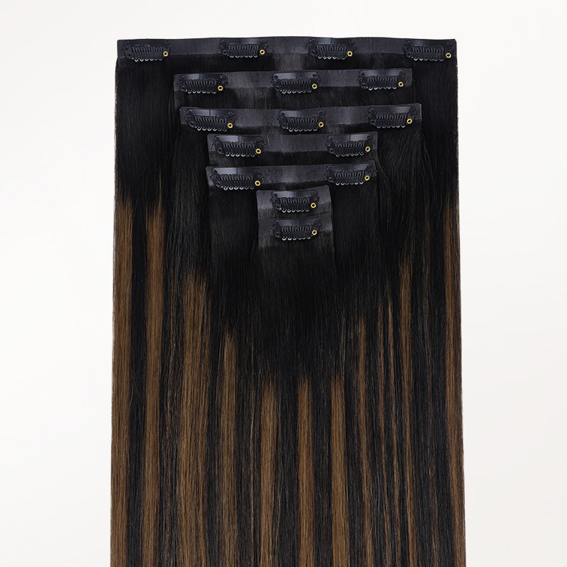 Natural Black Balayage (1B/6/1B) Invisi Edge Seamless Clip-Ins (140g-160g)