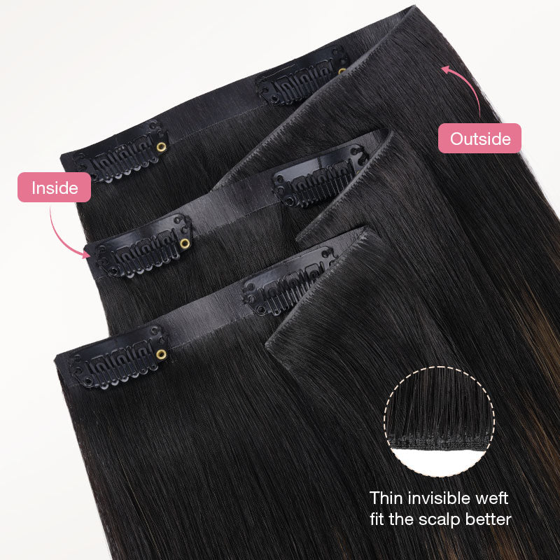 Natural Black Balayage (1B/6/1B) Invisi Edge Seamless Clip-Ins (140g-160g)