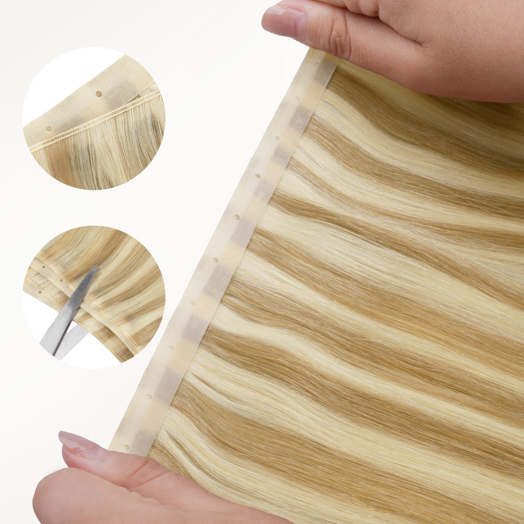 Light Blonde Highlights (16/22A) Butterfly Weft Human Hair Extensions (100g-150g)