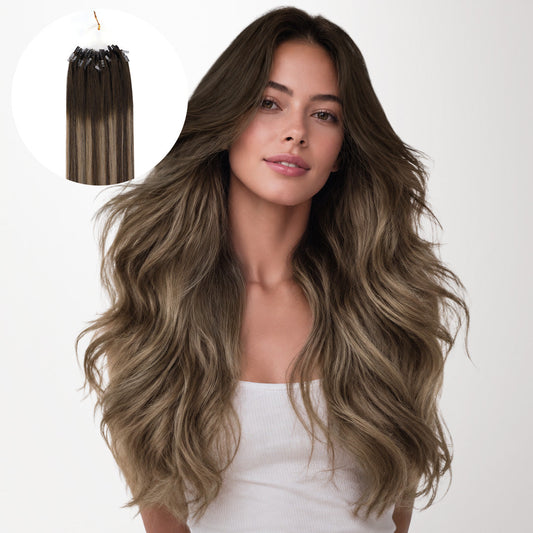 Honey Blonde Balayage (4/26/4) Micro Link Tip Hair Extensions