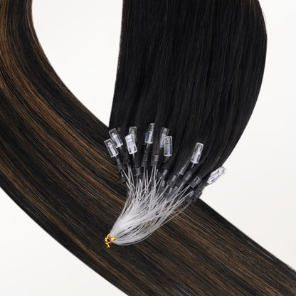 Natural Black Balayage (1B/6/1B) Micro Link Tip Hair Extensions