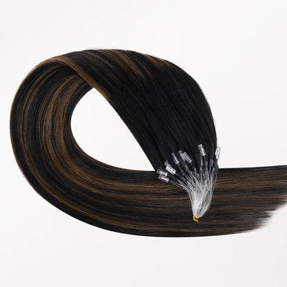 Natural Black Balayage (1B/6/1B) Micro Link Tip Hair Extensions