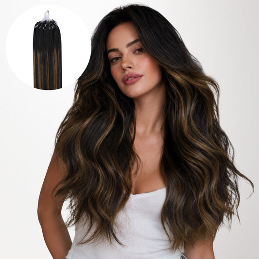 Natural Black Balayage (1B/6/1B) Micro Link Tip Hair Extensions